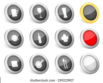 3d icons kitchenware on white background. Vector illustration.