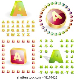 3d icons with letters. Vector great collection.