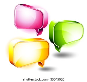 3D Icons: Shiny Chat Boxes
