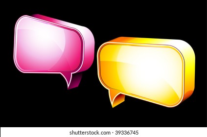 3D Icons: Shiny Chat Boxes