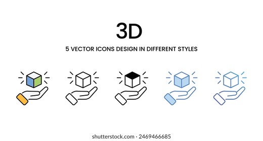 3d icons vector set stock illustration.