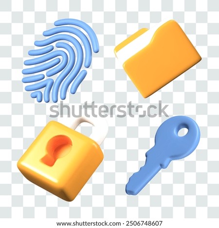 3D icons for virtual data protection service. Control access to management