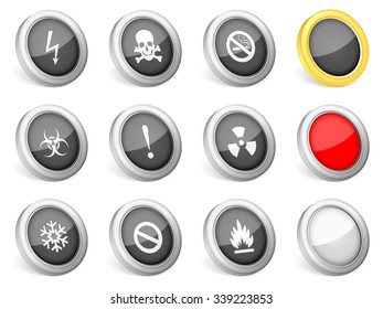 3d icons warning sign on white background. Vector illustration.