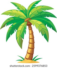3D icon-style cartoon palm trees with matte plastic texture featuring vibrant green leaves