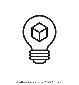 3D Idea Outline Icon Vector Illustration