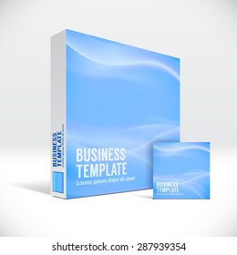 3D Identity packaging box with abstract sky blue lines cover