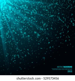 3D illuminated abstract explosion, glowing particles. Neon blast, technology concept background. Vector illustration.