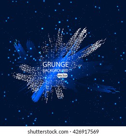 3D illuminated abstract glowing particles and wireframe. Futuristic vector illustration. HUD element. Technology concept. Abstract background