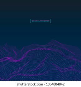  3d illuminated digital dynamic wave glowing   particles futuristic technology effect concept abstract wireframe  landscape background copy space vector illustration