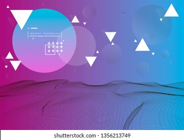  3d illuminated digital dynamic wave glowing   particles futuristic technology effect concept abstract wireframe  landscape background copy space horizontal vector illustration