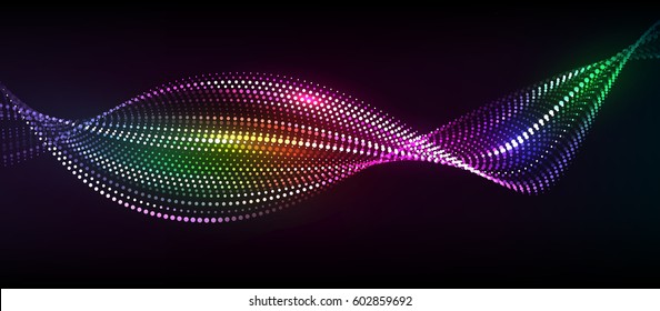 3D illuminated neon digital wave.Abstract digital wave and line