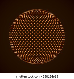 3D Illuminated Sphere. Glowing Particles. Futuristic Design Element. Hi-tech Abstract Background. Technology Concept. Vector Illustration.