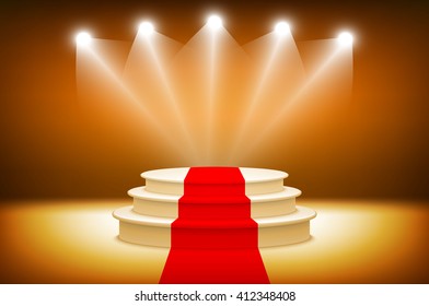 3d Illuminated stage podium for award ceremony vector illustration art