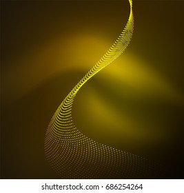 3D illuminated wave of glowing particles. HUD design element. Technology digital splash concept