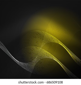 Ola iluminada 3D de partículas brillantes. elemento de diseño HUD. Concepto de salpicadura digital de tecnología