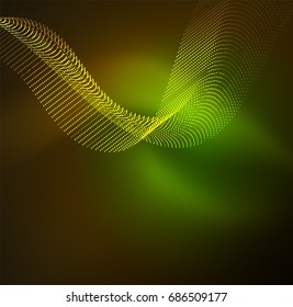 3D illuminated wave of glowing particles. HUD design element. Technology digital splash concept