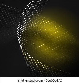 3D illuminated wave of glowing particles. HUD design element. Technology digital splash concept