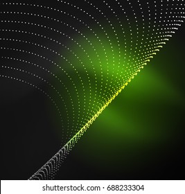 Ola iluminada 3D de partículas brillantes. elemento de diseño HUD. Concepto de salpicadura digital de tecnología