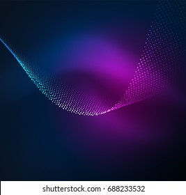 Onda iluminada 3D de partículas brilhantes. Elemento de projeto HUD. Conceito de tecnologia digital splash