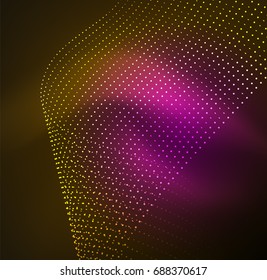 Ola iluminada 3D de partículas brillantes. elemento de diseño HUD. Concepto de salpicadura digital de tecnología