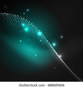 3D-Lichtwelle von glühenden Partikeln. HUD Design Element. Technologie-Digital-Splash-Konzept