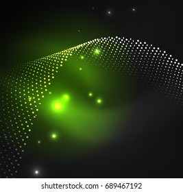 Ola iluminada 3D de partículas brillantes. elemento de diseño HUD. Concepto de salpicadura digital de tecnología