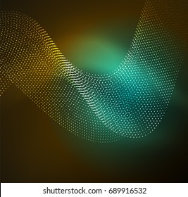 Ola iluminada 3D de partículas brillantes. elemento de diseño HUD. Concepto de salpicadura digital de tecnología