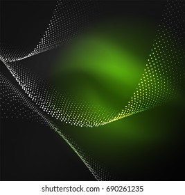 Ola iluminada 3D de partículas brillantes. elemento de diseño HUD. Concepto de salpicadura digital de tecnología
