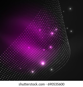 3D illuminated wave of glowing particles. HUD design element. Technology digital splash concept