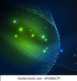 3D-Lichtwelle von glühenden Partikeln. HUD Design Element. Technologie-Digital-Splash-Konzept