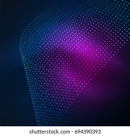 Ola iluminada 3D de partículas brillantes. elemento de diseño HUD. Concepto de salpicadura digital de tecnología