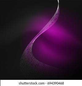 3D illuminated wave of glowing particles. HUD design element. Technology digital splash concept