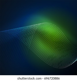 Ola iluminada 3D de partículas brillantes. elemento de diseño HUD. Concepto de salpicadura digital de tecnología