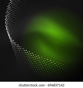 3D illuminated wave of glowing particles. HUD design element. Technology digital splash concept