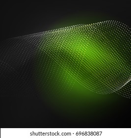 Ola iluminada 3D de partículas brillantes. elemento de diseño HUD. Concepto de salpicadura digital de tecnología