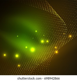 Ola iluminada 3D de partículas brillantes. elemento de diseño HUD. Concepto de salpicadura digital de tecnología