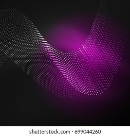 3D illuminated wave of glowing particles. HUD design element. Technology digital splash concept