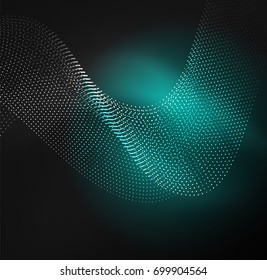 3D illuminated wave of glowing particles. HUD design element. Technology digital splash concept