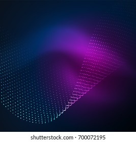 Ola iluminada 3D de partículas brillantes. elemento de diseño HUD. Concepto de salpicadura digital de tecnología