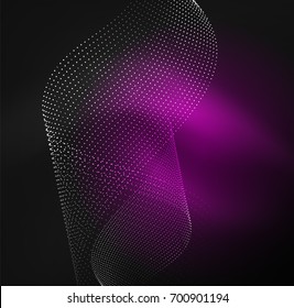 Onda iluminada 3D de partículas brilhantes. Elemento de projeto HUD. Conceito de tecnologia digital splash