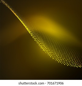 3D illuminated wave of glowing particles. HUD design element. Technology digital splash concept