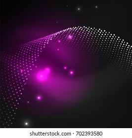 Ola iluminada 3D de partículas brillantes. elemento de diseño HUD. Concepto de salpicadura digital de tecnología