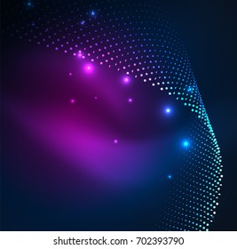 Ola iluminada 3D de partículas brillantes. elemento de diseño HUD. Concepto de salpicadura digital de tecnología