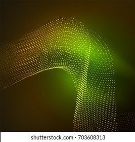 Ola iluminada 3D de partículas brillantes. elemento de diseño HUD. Concepto de salpicadura digital de tecnología