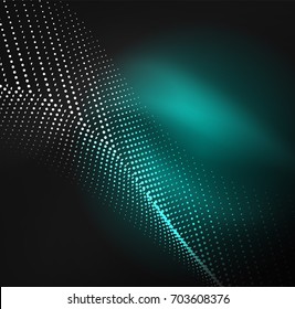 3D illuminated wave of glowing particles. HUD design element. Technology digital splash concept