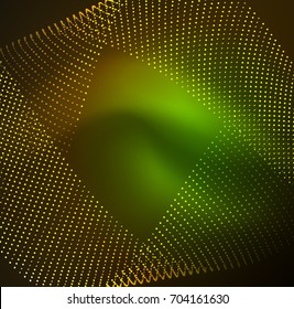 3D illuminated wave of glowing particles. HUD design element. Technology digital splash concept