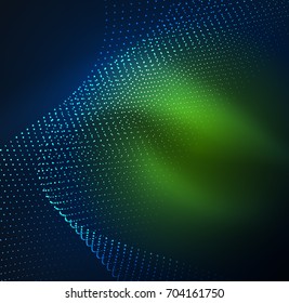 Ola iluminada 3D de partículas brillantes. elemento de diseño HUD. Concepto de salpicadura digital de tecnología