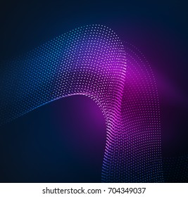 Ola iluminada 3D de partículas brillantes. elemento de diseño HUD. Concepto de salpicadura digital de tecnología