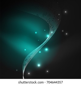3D-Lichtwelle von glühenden Partikeln. HUD Design Element. Technologie-Digital-Splash-Konzept