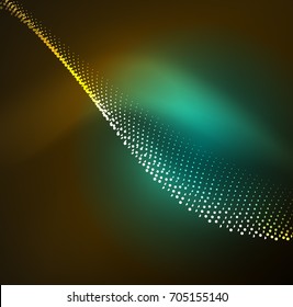 3D illuminated wave of glowing particles. HUD design element. Technology digital splash concept